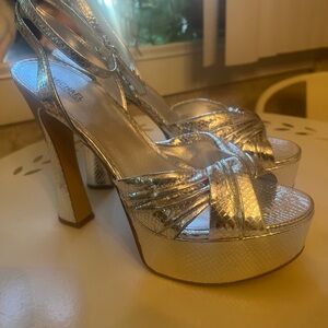 Michael Kors Metallic Silver Strappy Heels